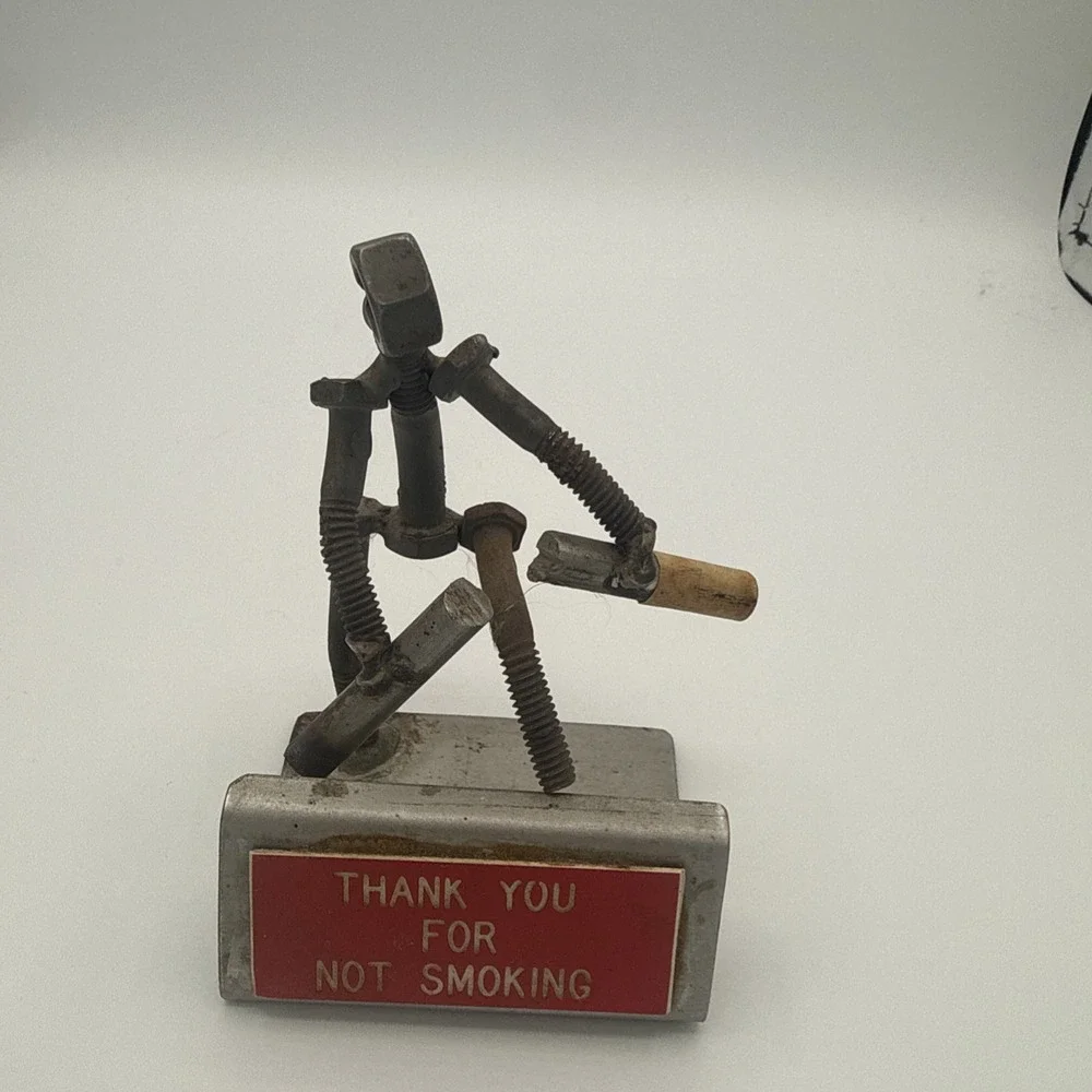 Vintage  THANK YOU FOR NOT SMOKING Desk Office Sign Plate Plaque 1970s-1980s VTG